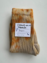 Load image into Gallery viewer, natural dye socks, sulfur cosmos flowers, small