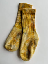 Load image into Gallery viewer, natural dye socks, flowers and osage wood, small