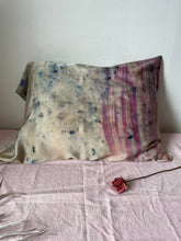 Load image into Gallery viewer, naturally dyed silk pillowcase - hibiscus stripe