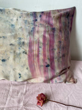 Load image into Gallery viewer, naturally dyed silk pillowcase - hibiscus stripe