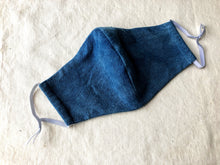 Load image into Gallery viewer, raw silk face mask naturally dyed with indigo