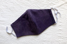 Load image into Gallery viewer, Naturally Dyed, Raw Silk Face Mask, with Logwood