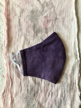 Load image into Gallery viewer, Naturally Dyed, Raw Silk Face Mask, with Logwood