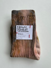 Load image into Gallery viewer, natural dye socks, flowers and cochineal, small
