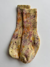 Load image into Gallery viewer, natural dye socks, cosmos flowers and osage wood, small
