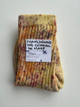 Load image into Gallery viewer, natural dye socks, cosmos flowers and osage wood, small
