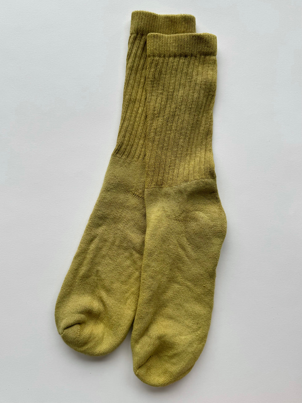 natural dye socks, harlequin marigold, large