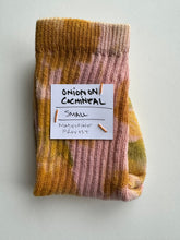 Load image into Gallery viewer, natural dye socks, cochineal and onion skins, small
