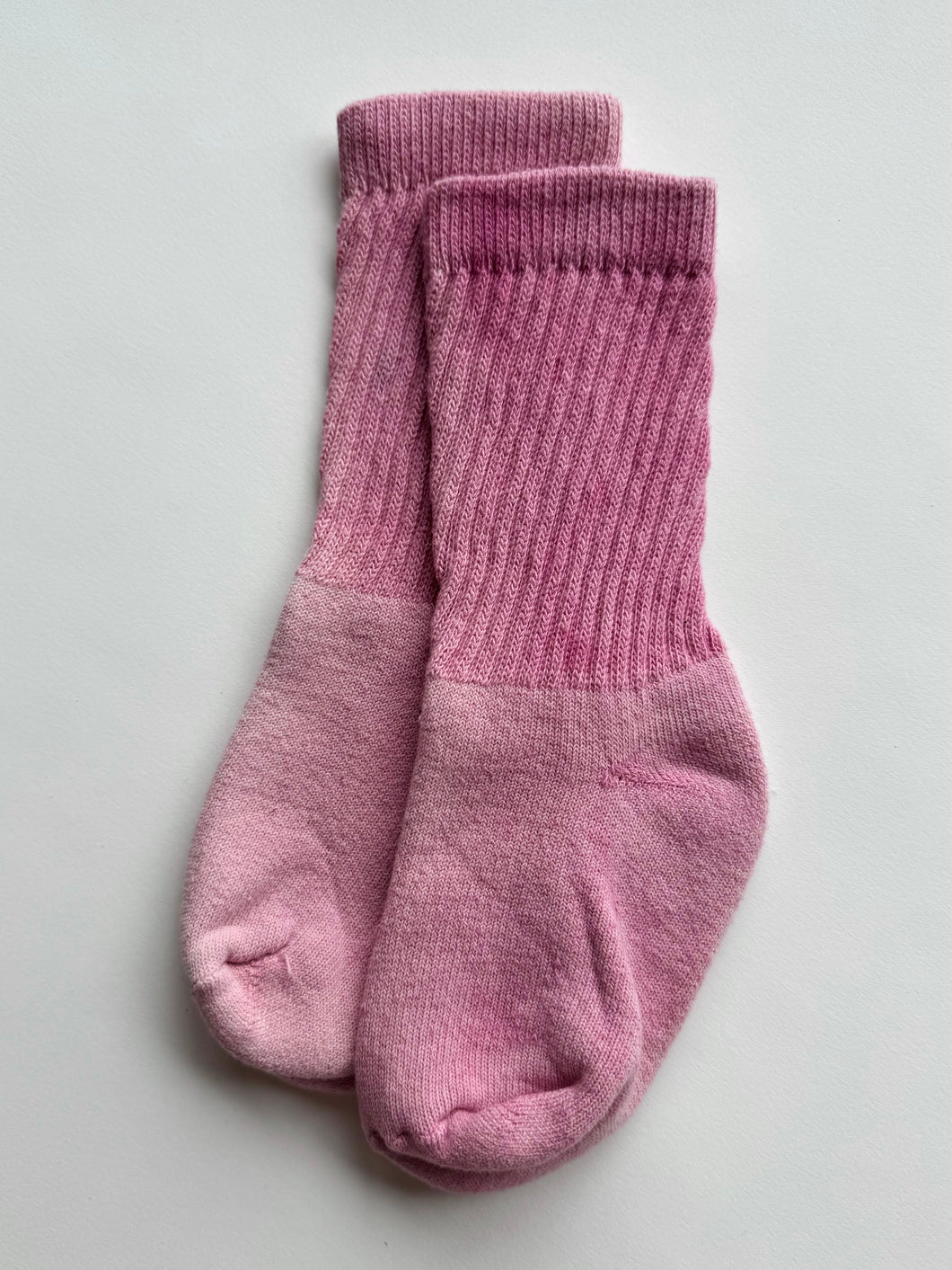 natural dye socks, washed cochineal, small