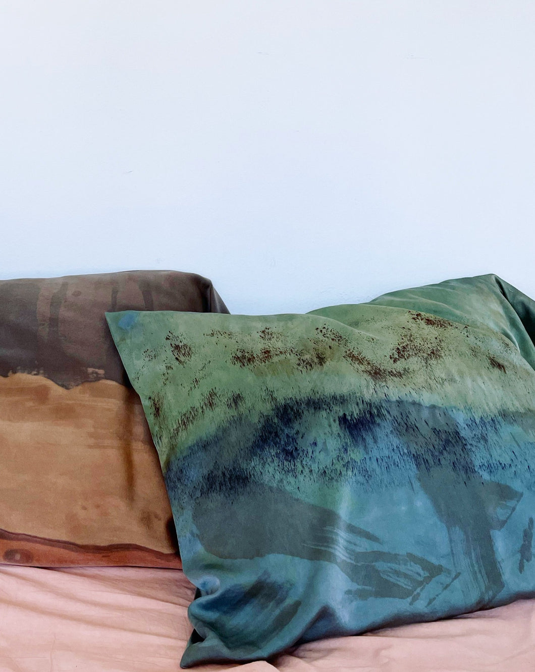 naturally dyed silk pillowcase - sea