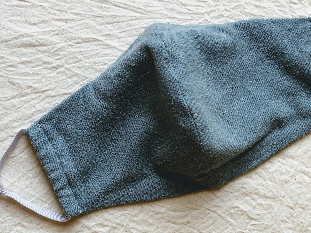 Naturally Dyed, Raw Silk Face Mask, with Black Beans