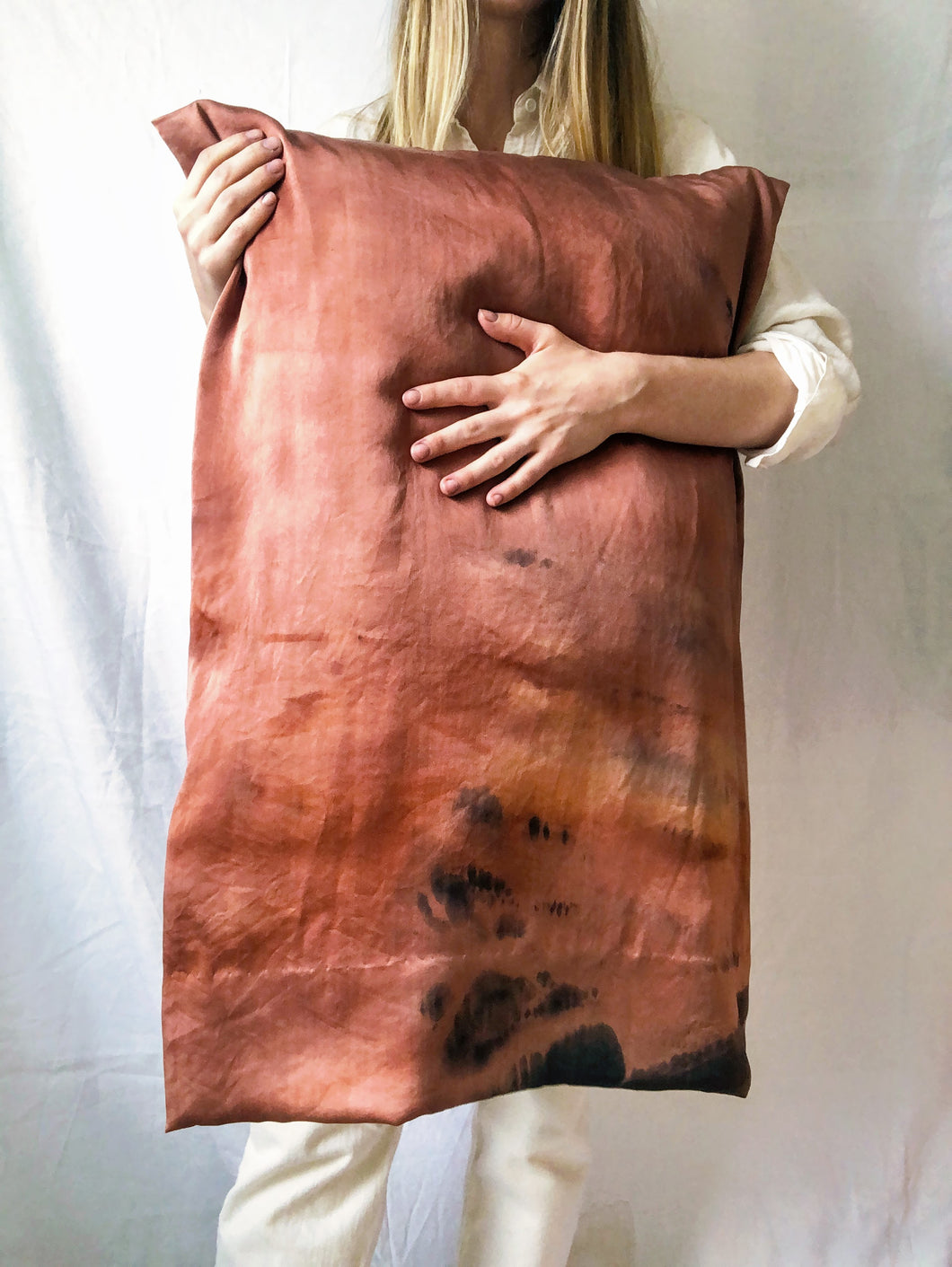 naturally dyed silk pillowcase - clay