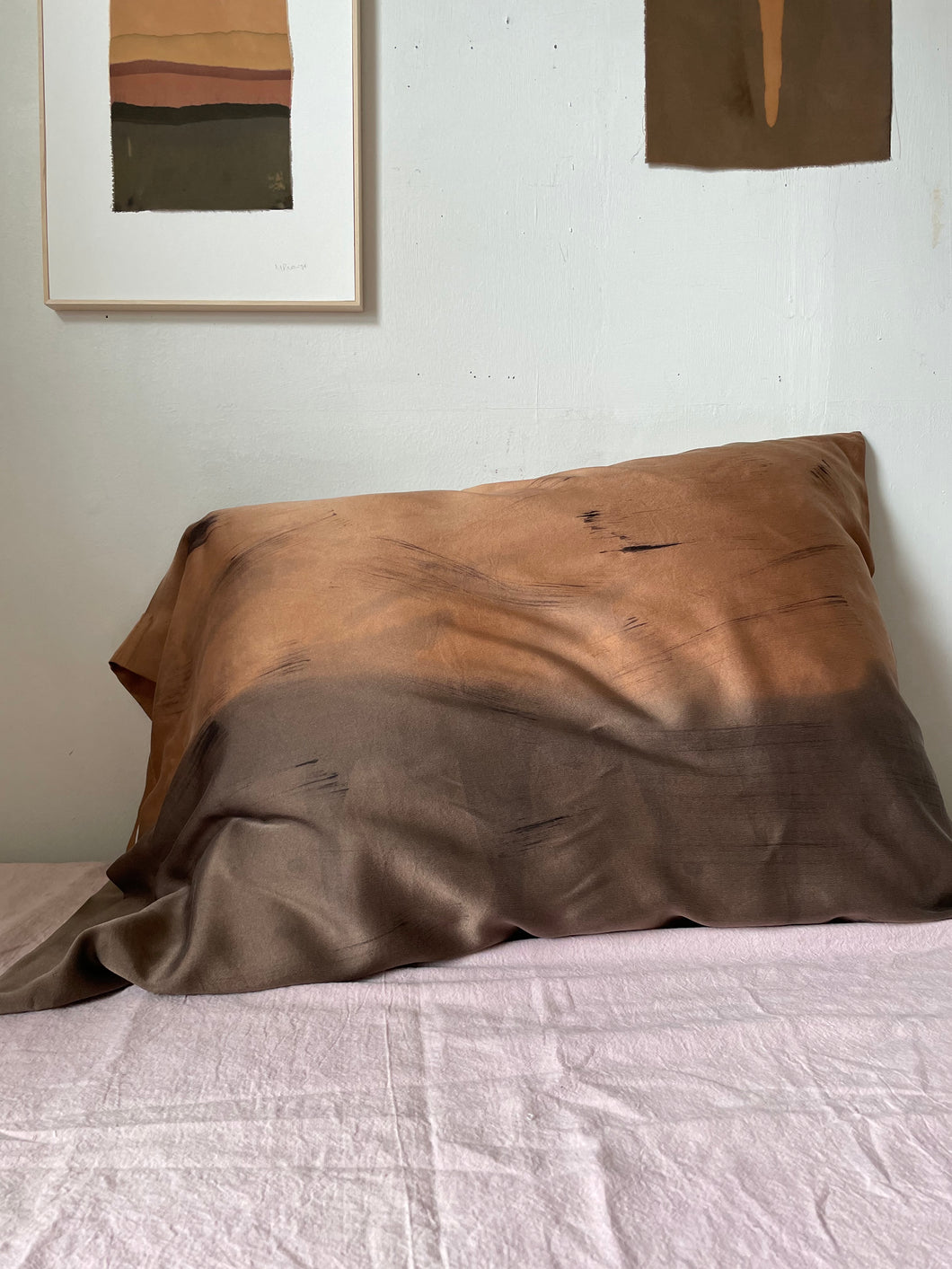 naturally dyed silk pillowcase - mocha