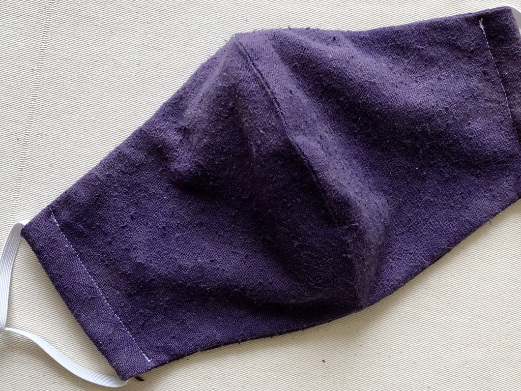 Naturally Dyed, Raw Silk Face Mask, with Logwood