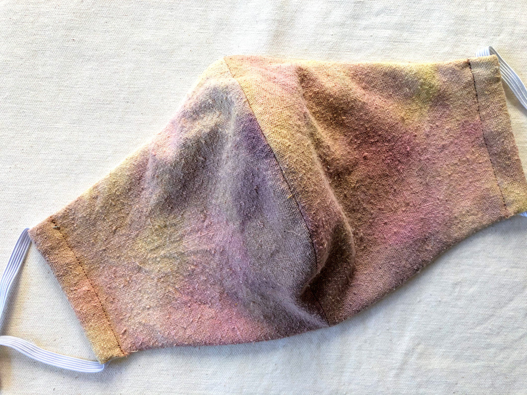 raw silk face mask naturally dyed - sorbet