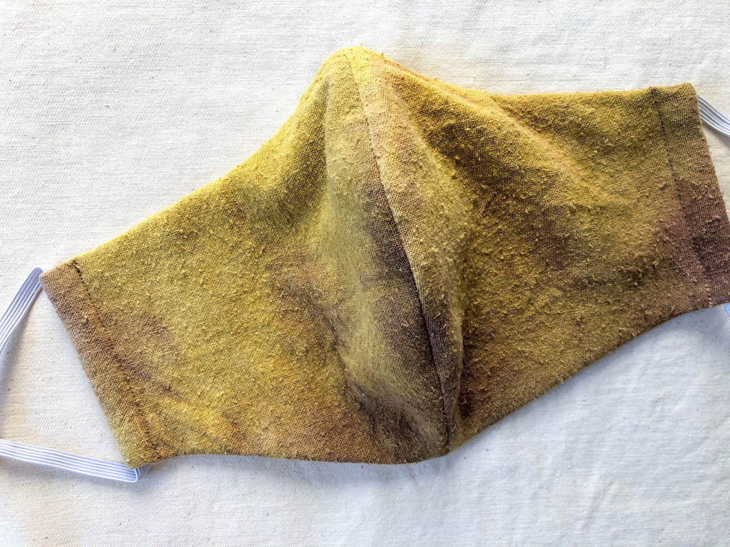 raw silk face mask naturally dyed - golden hour